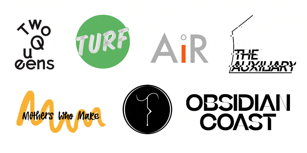 Partner logos: Two Queens, Turf, AiR, The Auxiliary, Mothers who Make, Chaos Magic and Obsidian Coast