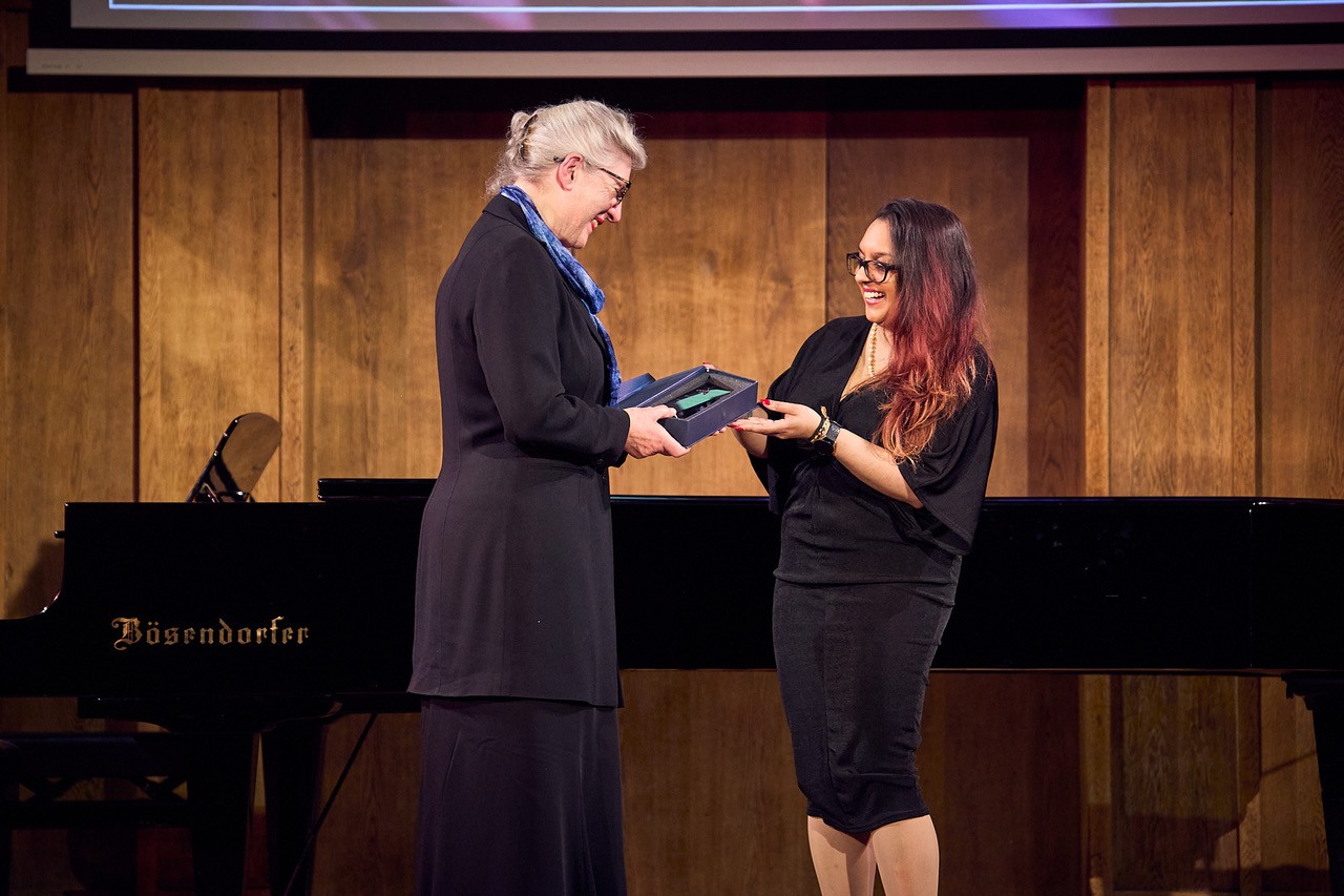 Image: Conway Hall Ethical Society’s Chair of Trustees, Carmen D’Cruz presents Dr Jane Wilgoose with the Ethical Award 2026. Photograph copyright and courtesy of Dan Evans