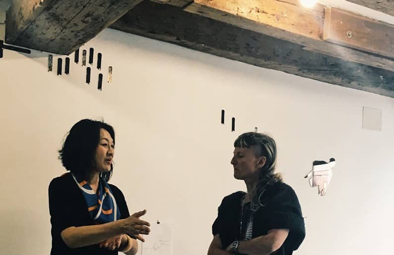 Susan pui san lok and Laura Malacart in conversation in an exhibition sponsored by Venice Projects