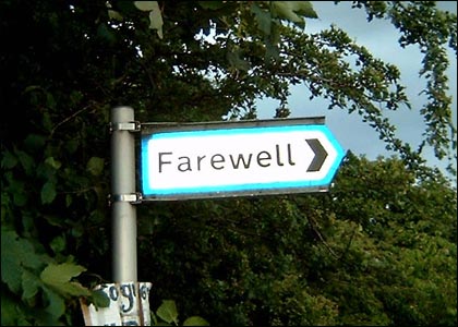 Signpost to the village of Farewell