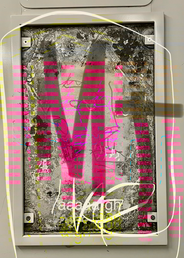 digital graffiti on a metal rusty background