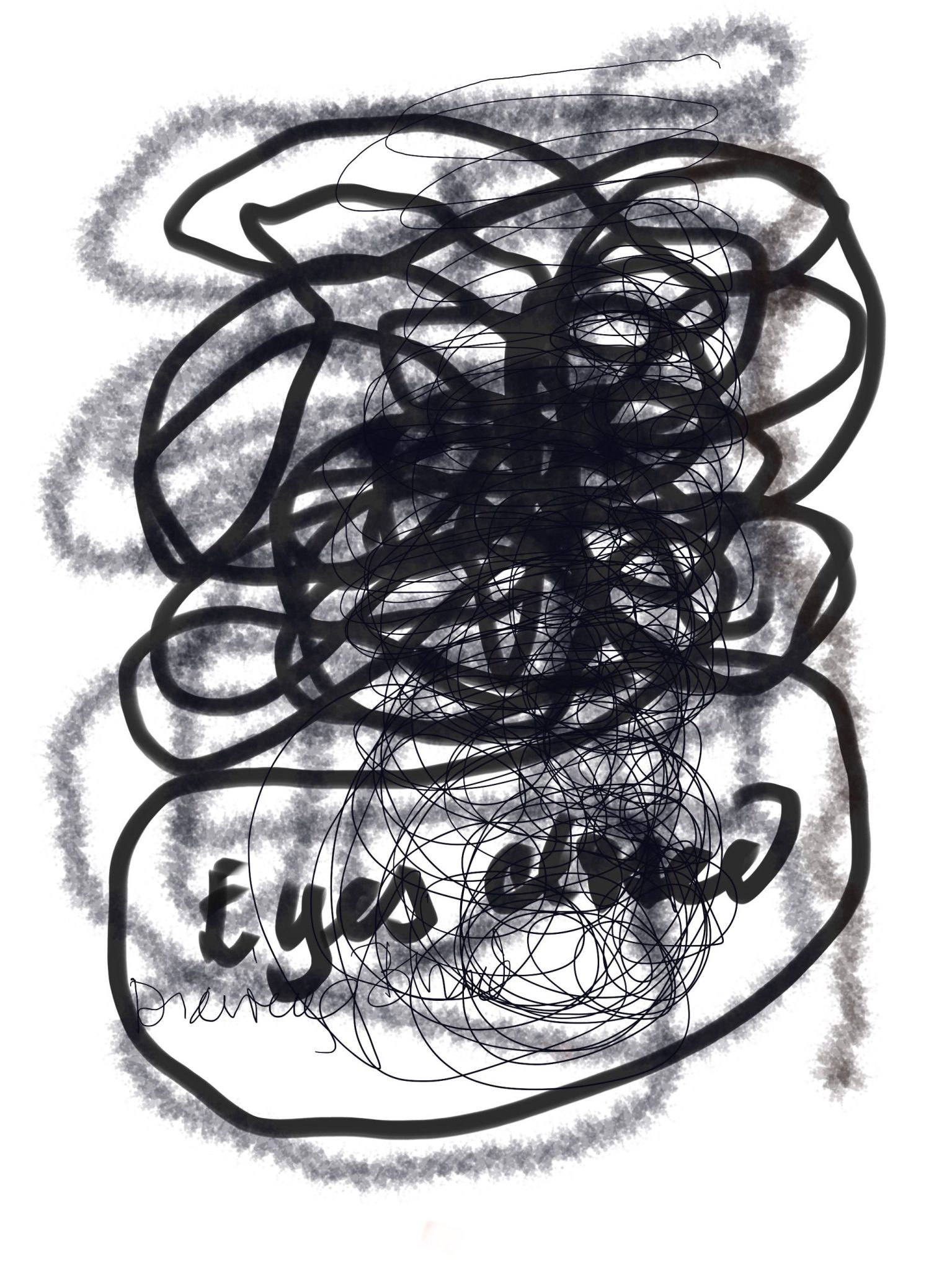 iPad black and white drawing in circles