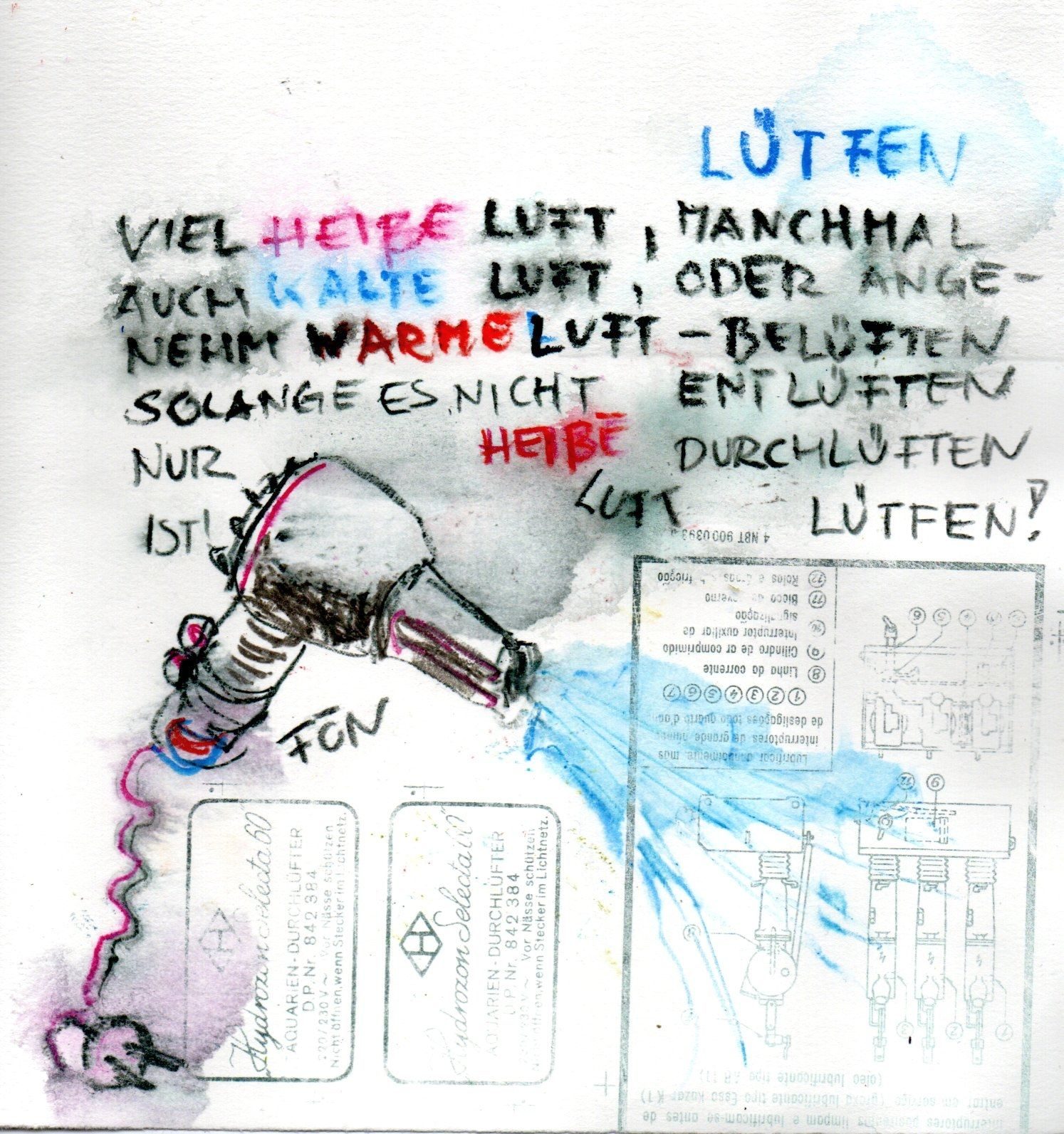 Words about air a hairdryer old ads about ventilation systems  wordplay lüften (German) lütfen(Turkish)