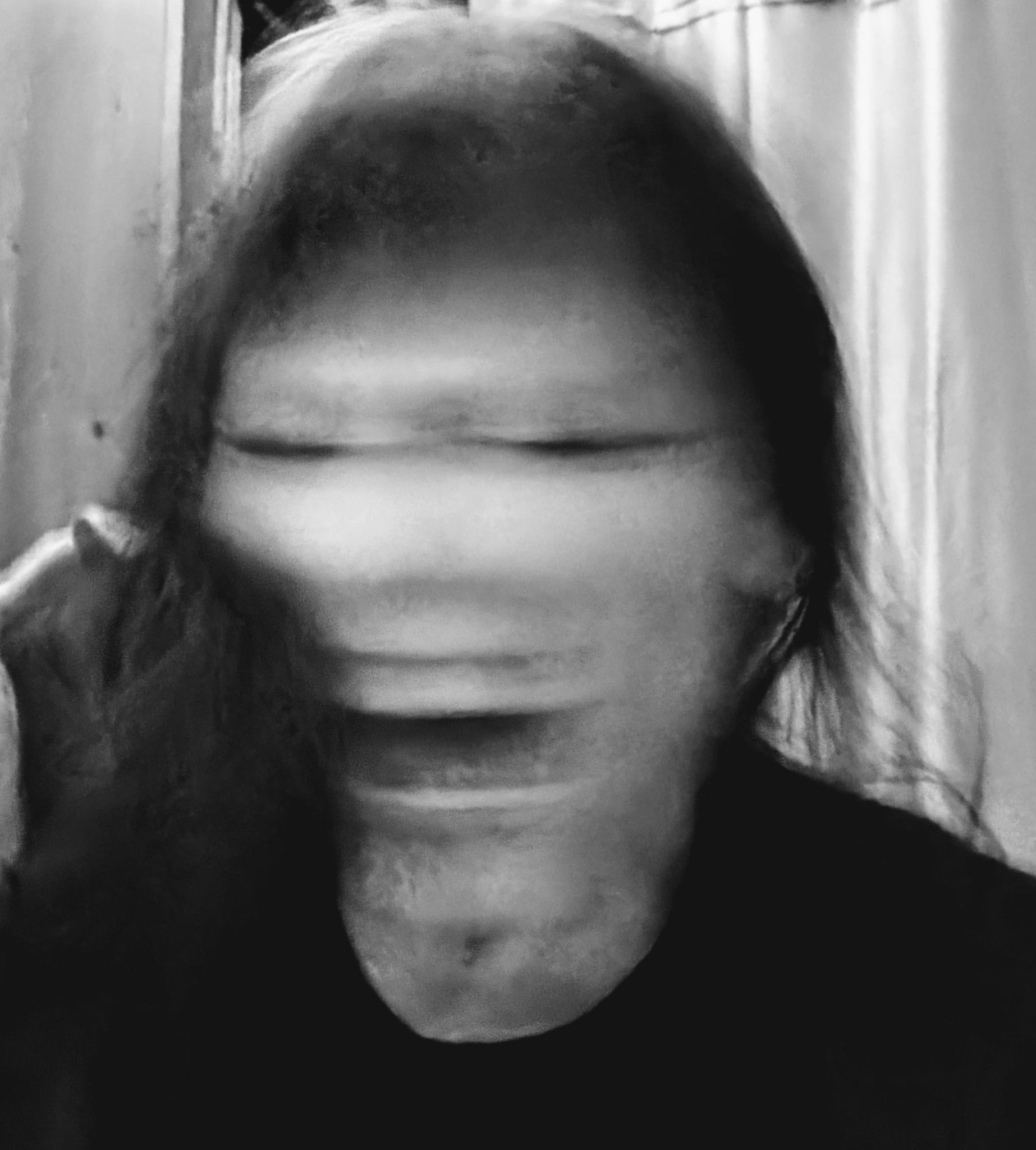 Black and white blurred self portrait