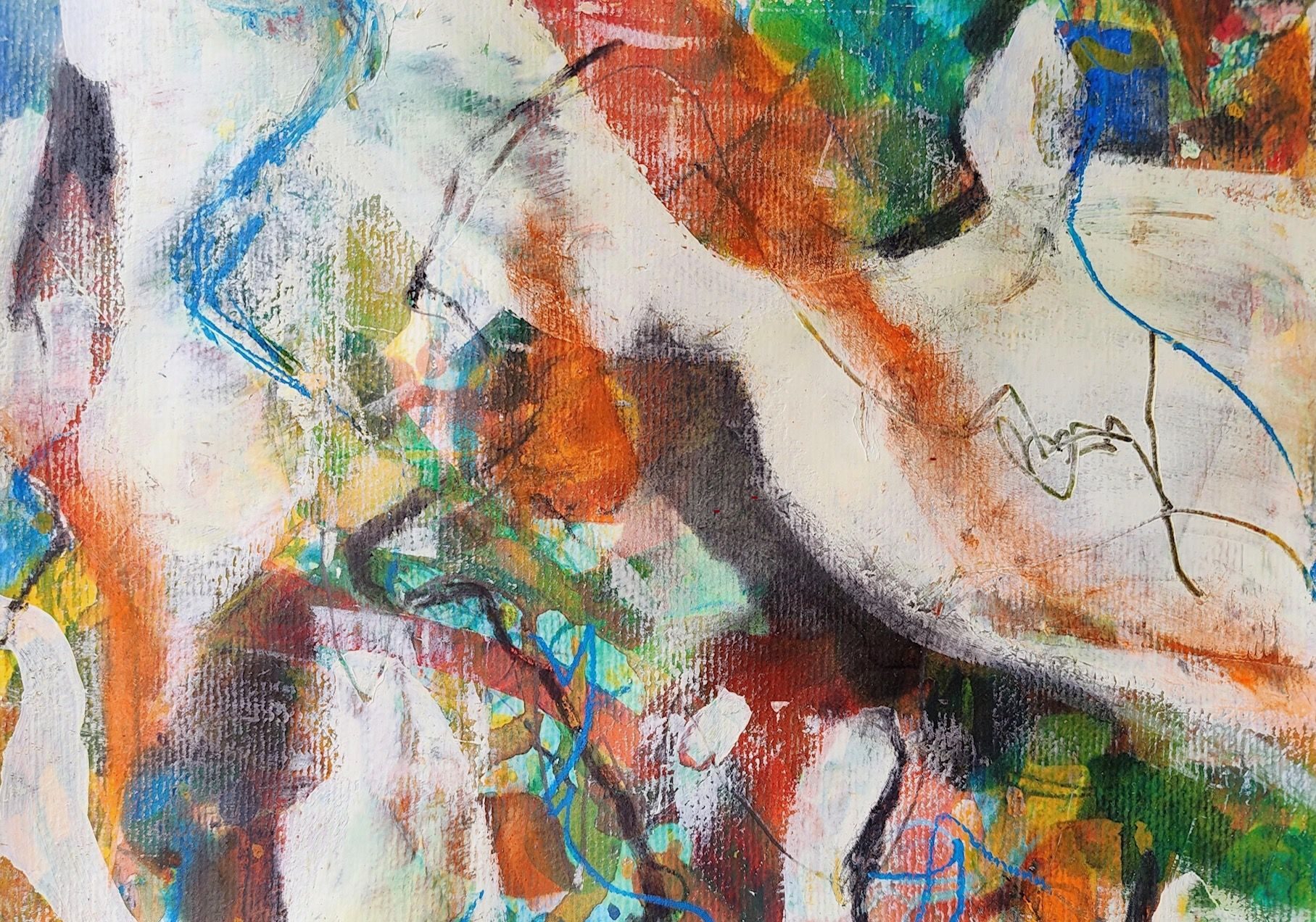Mixed media abstract painting on paper