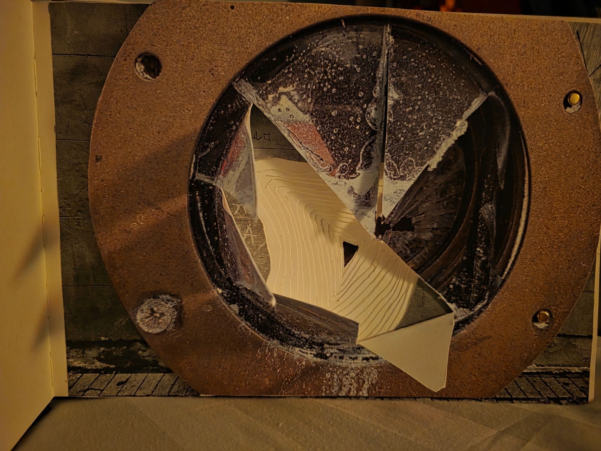 Layered photography,  textures and cut out papers