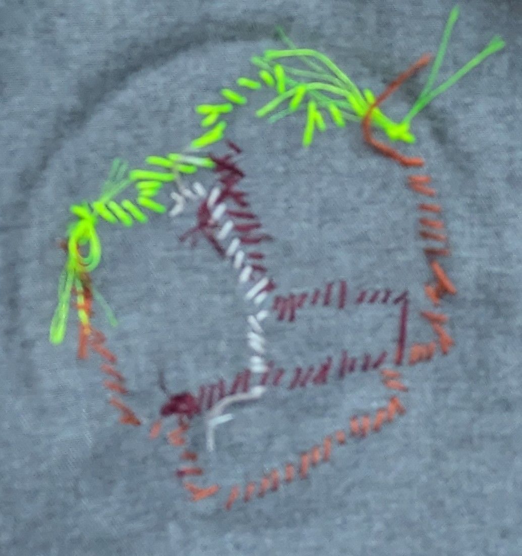 The back of a piece of fabric landscape I am working on.