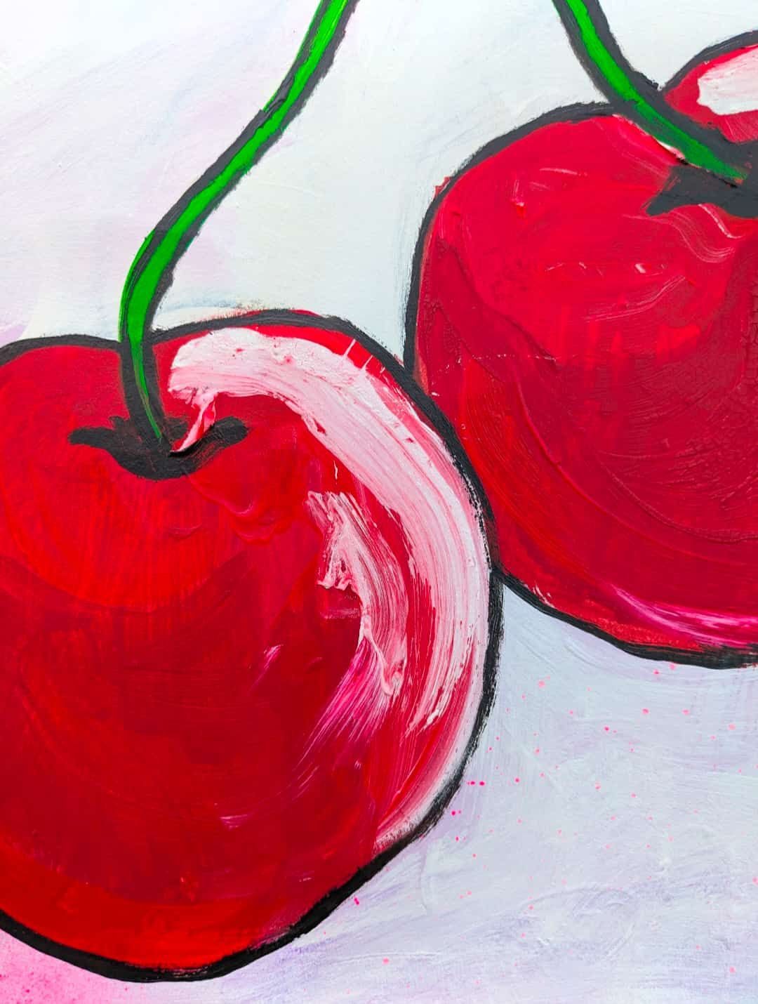 Painting of two cherries