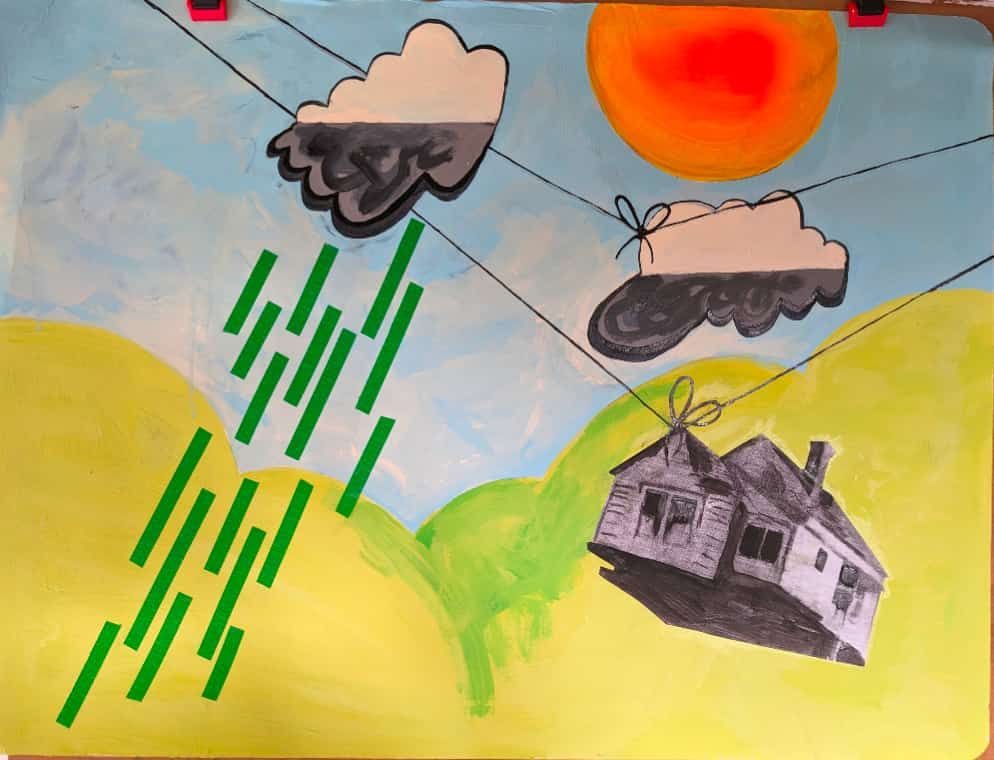 Painting of weather and house in a twister