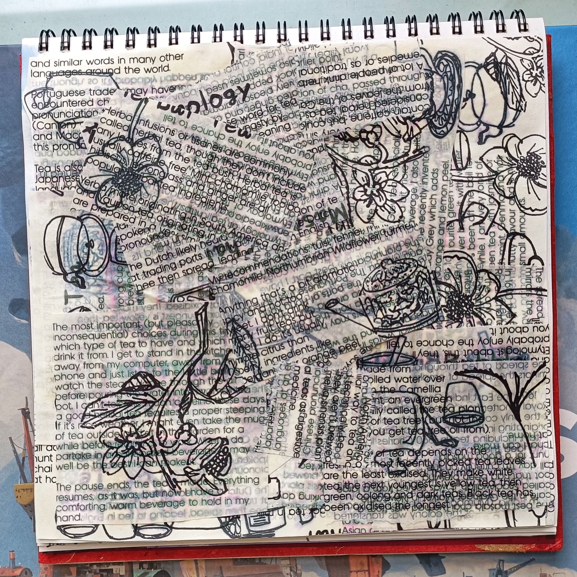 A collage of misprinted pages overlaid on top of each other.