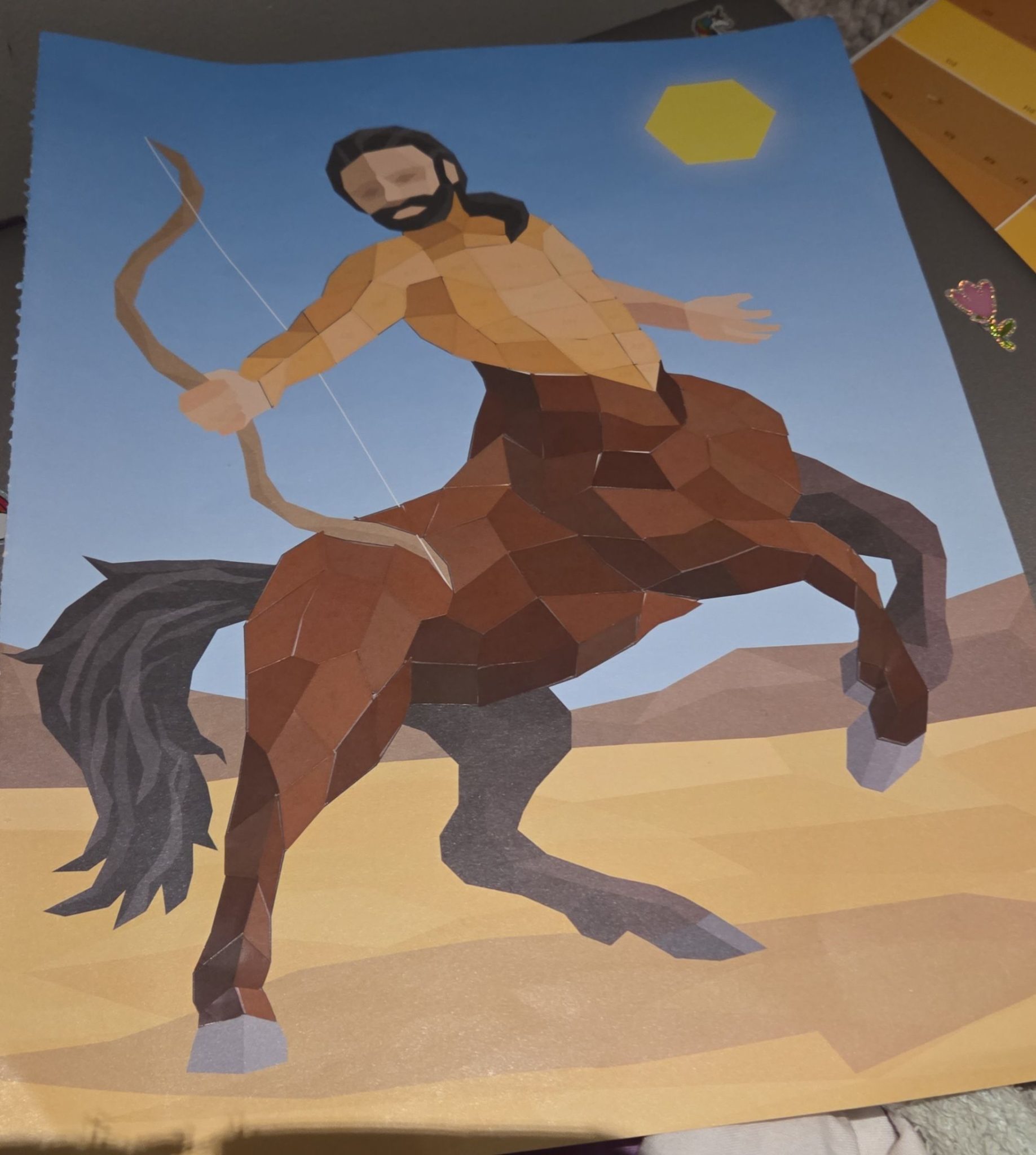 Sagittarius star sign doing archery backwards.