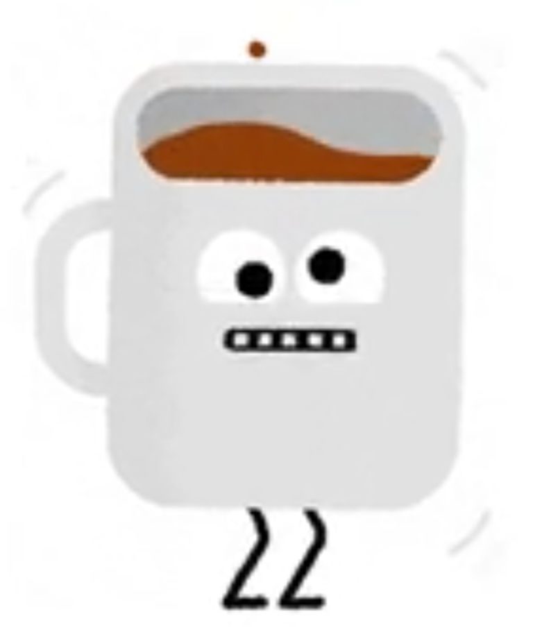 A picture of a coffee cup come to life