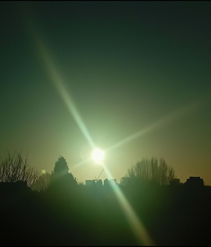 Evening sunset in a city