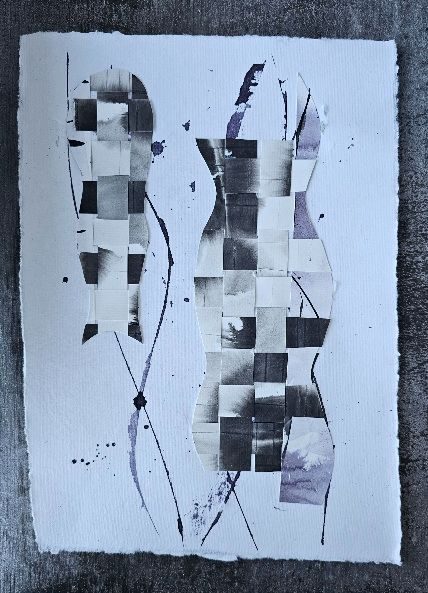 Woven collage on handmade paper