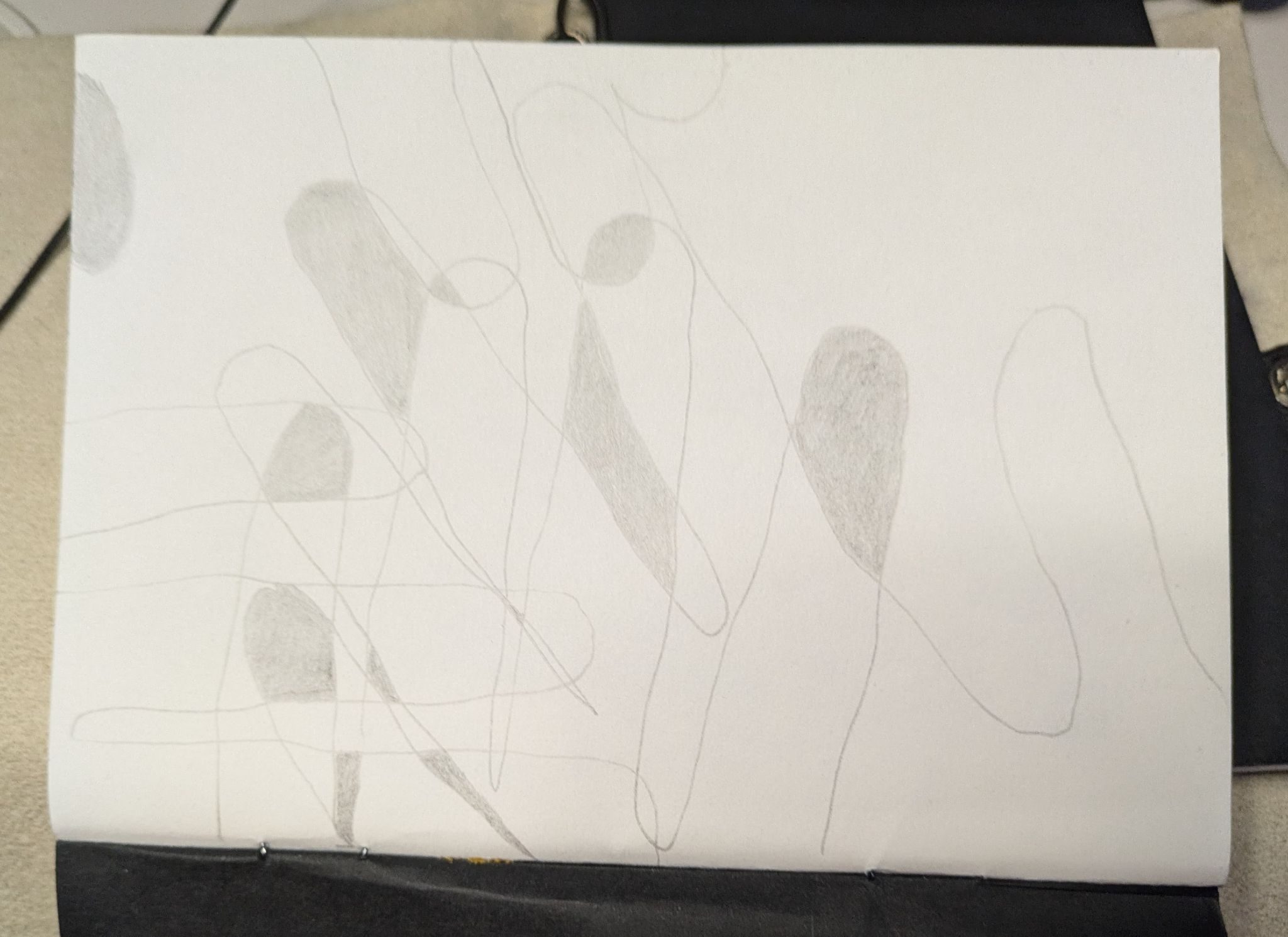 Sketch of outline of hands layered on top of each other