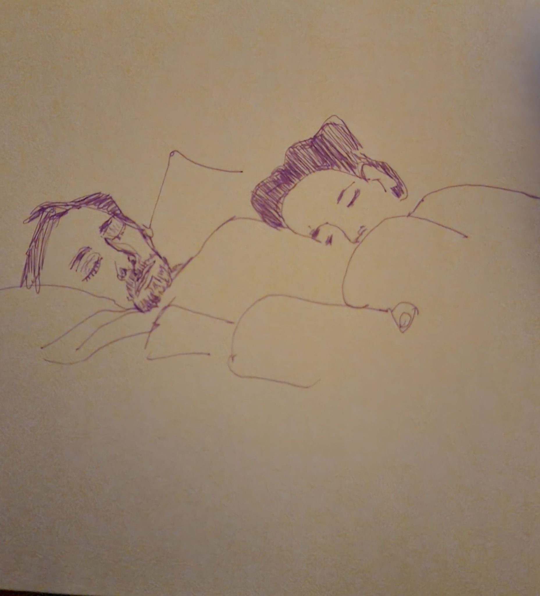 Drawing of a sleeping couple