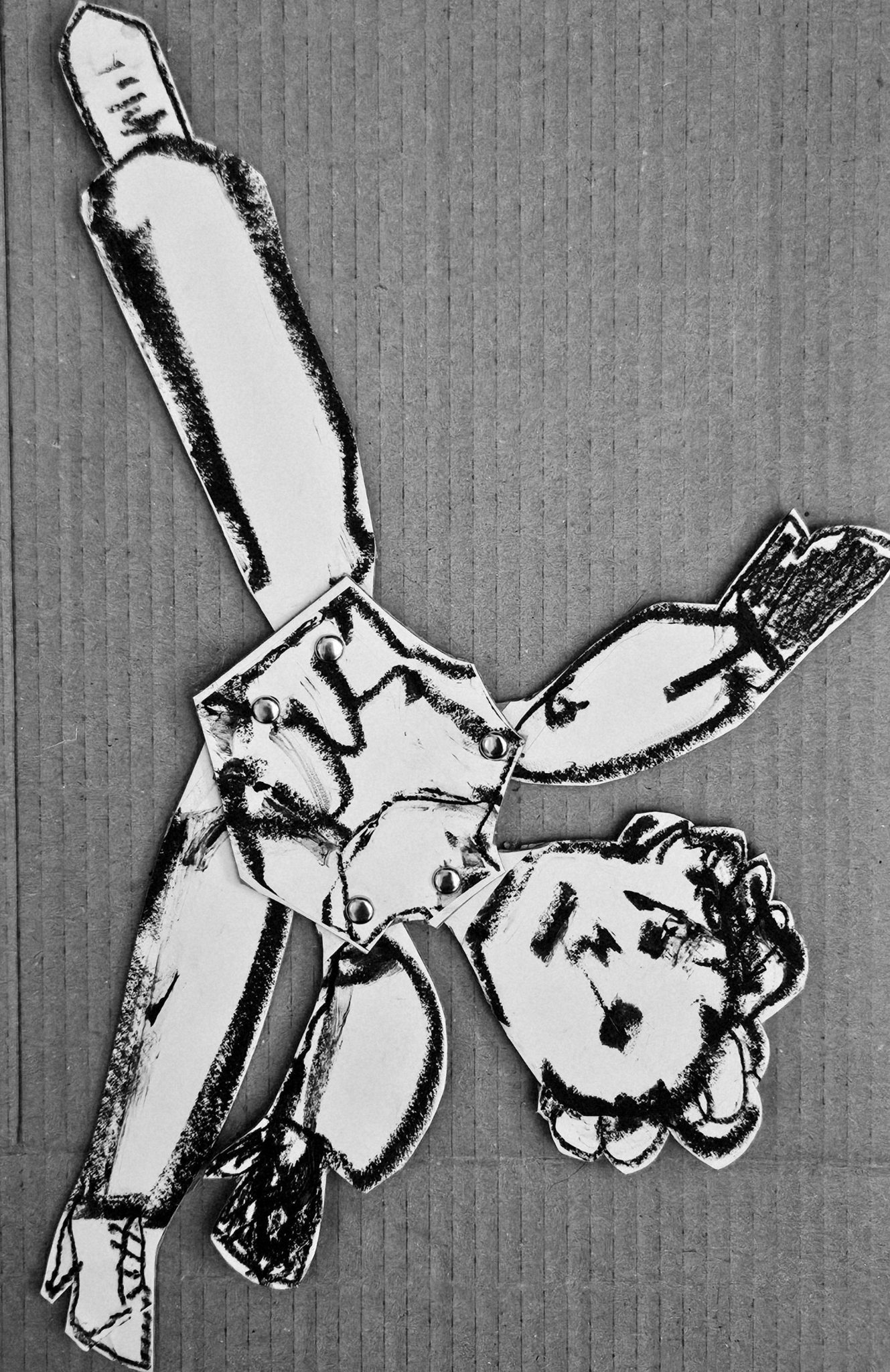 Drawn articulated puppet  Self portrait.