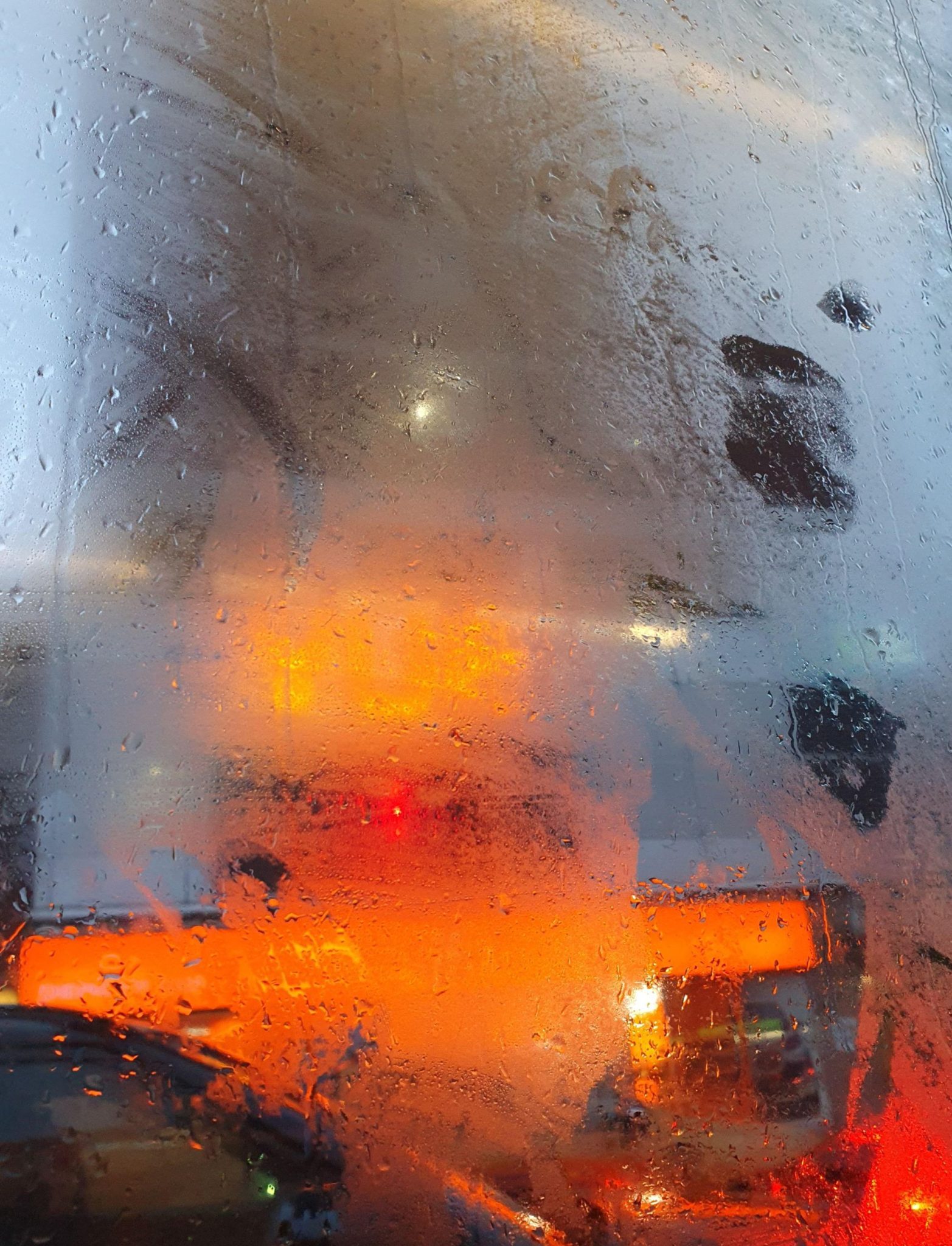 Photograph from inside a bus window