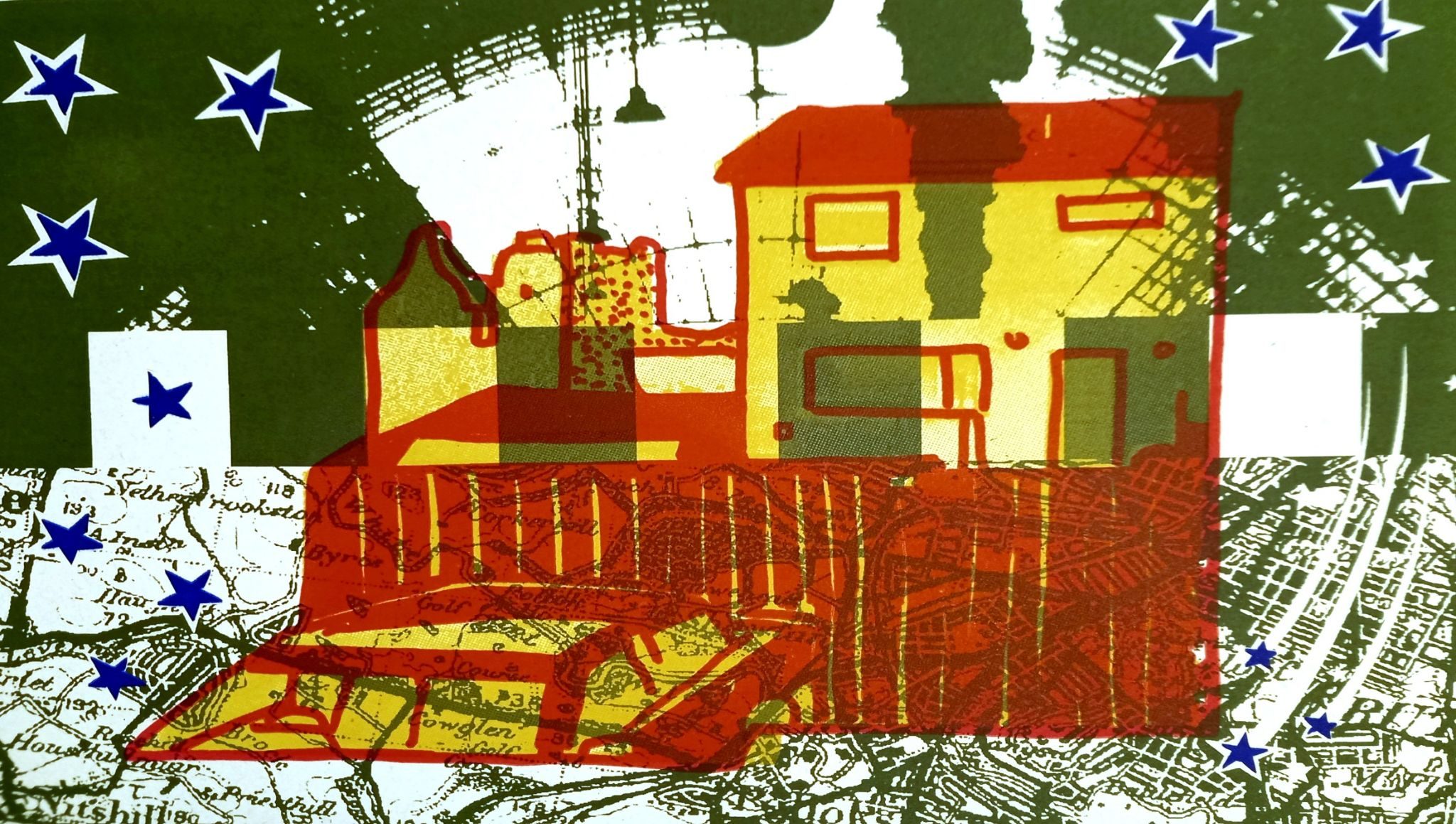 Screenprinted montage of images from my family history