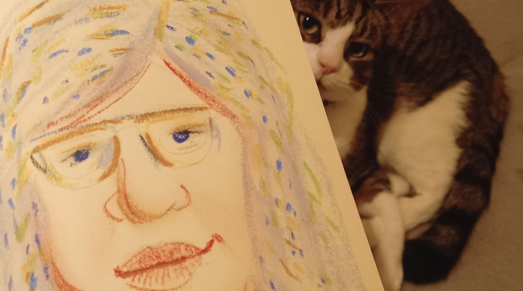 Self portrait observed by tabby cat