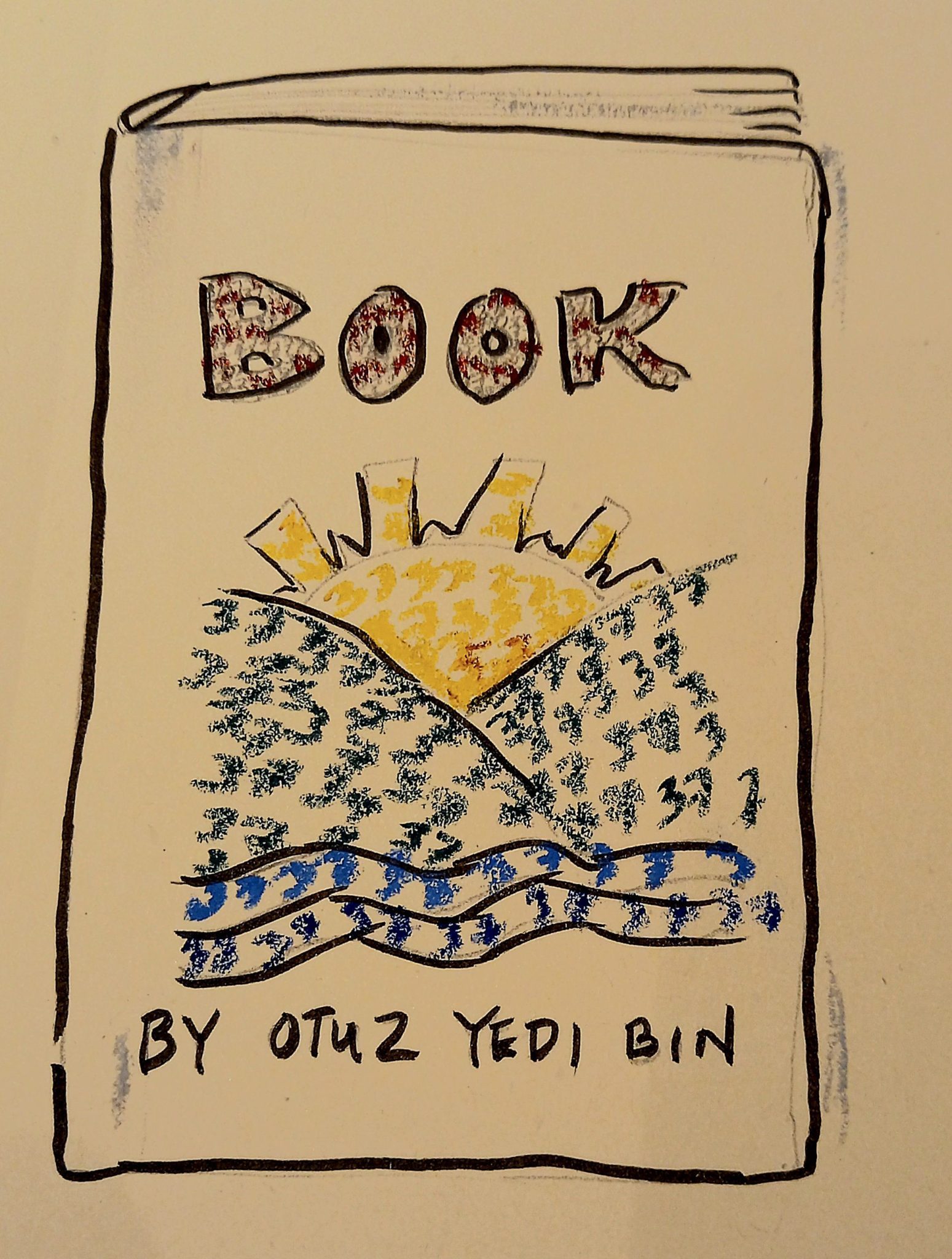 Pastel sketch of a book, coloured by the number 37
