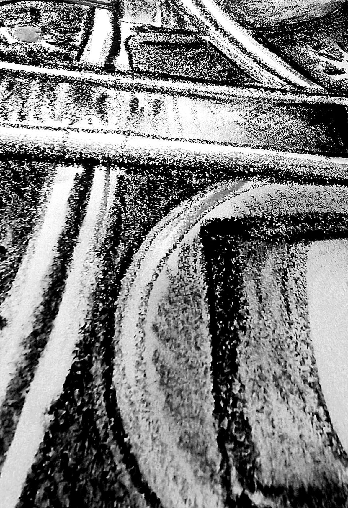 Black and white distorted image of previous artwork