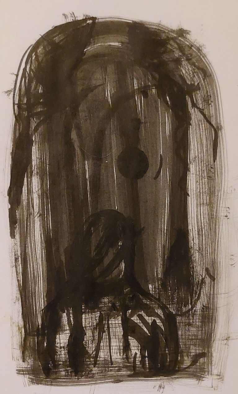 Cloaked figure hidden in a dark window