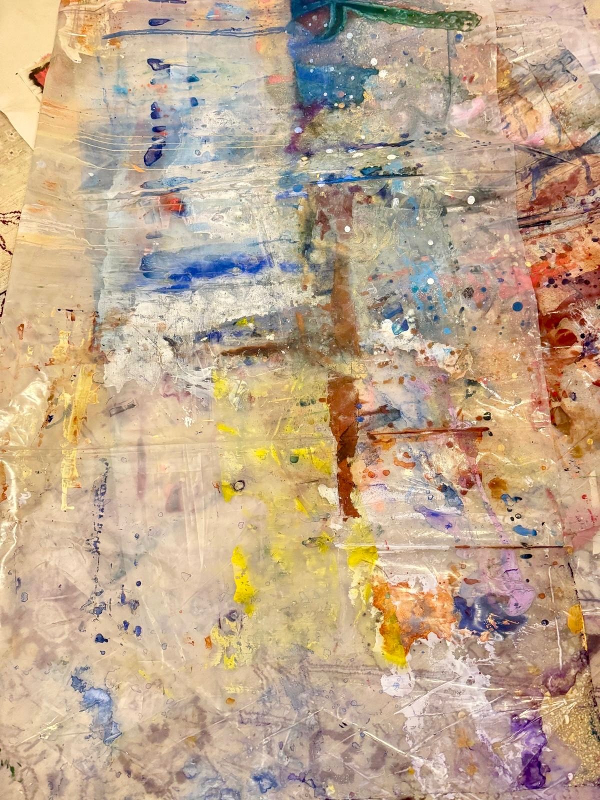 Unintentional abstract art - one of my many paint covered floor protectors