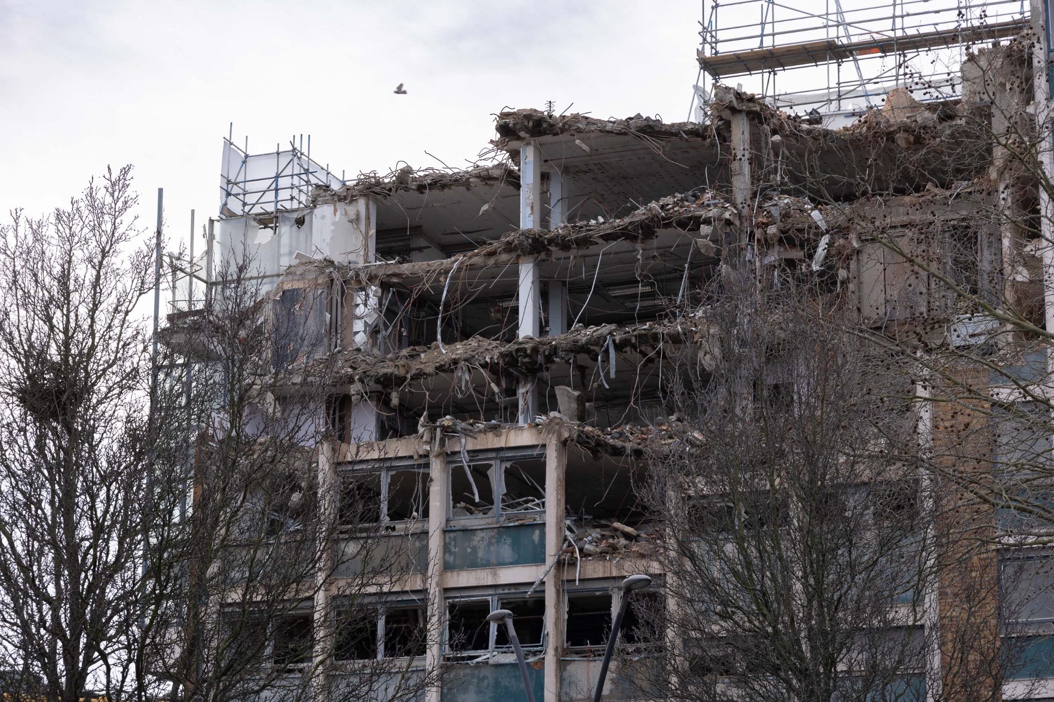 A partially demolished council block in Lee Green