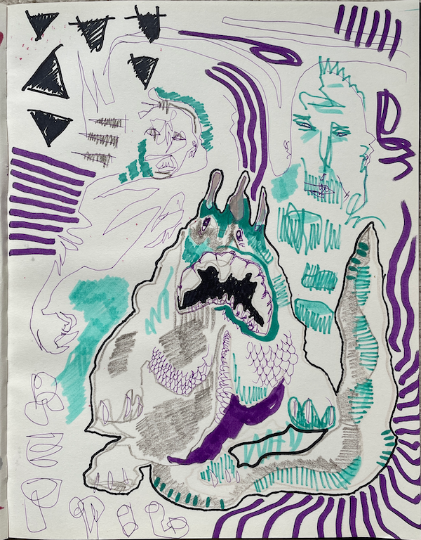 reptile rampaging through the streets of Glasgow and a few people try to flee its wrath