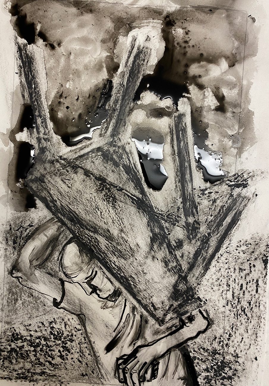 Rubbing with. Wax and ink drawing