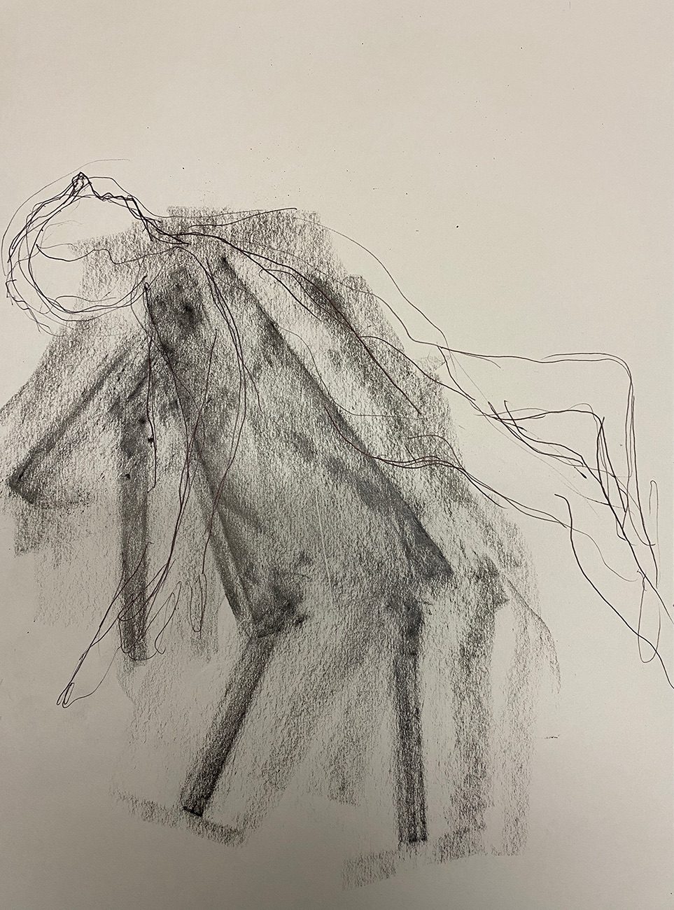 rubbing of table with line drawing of figure