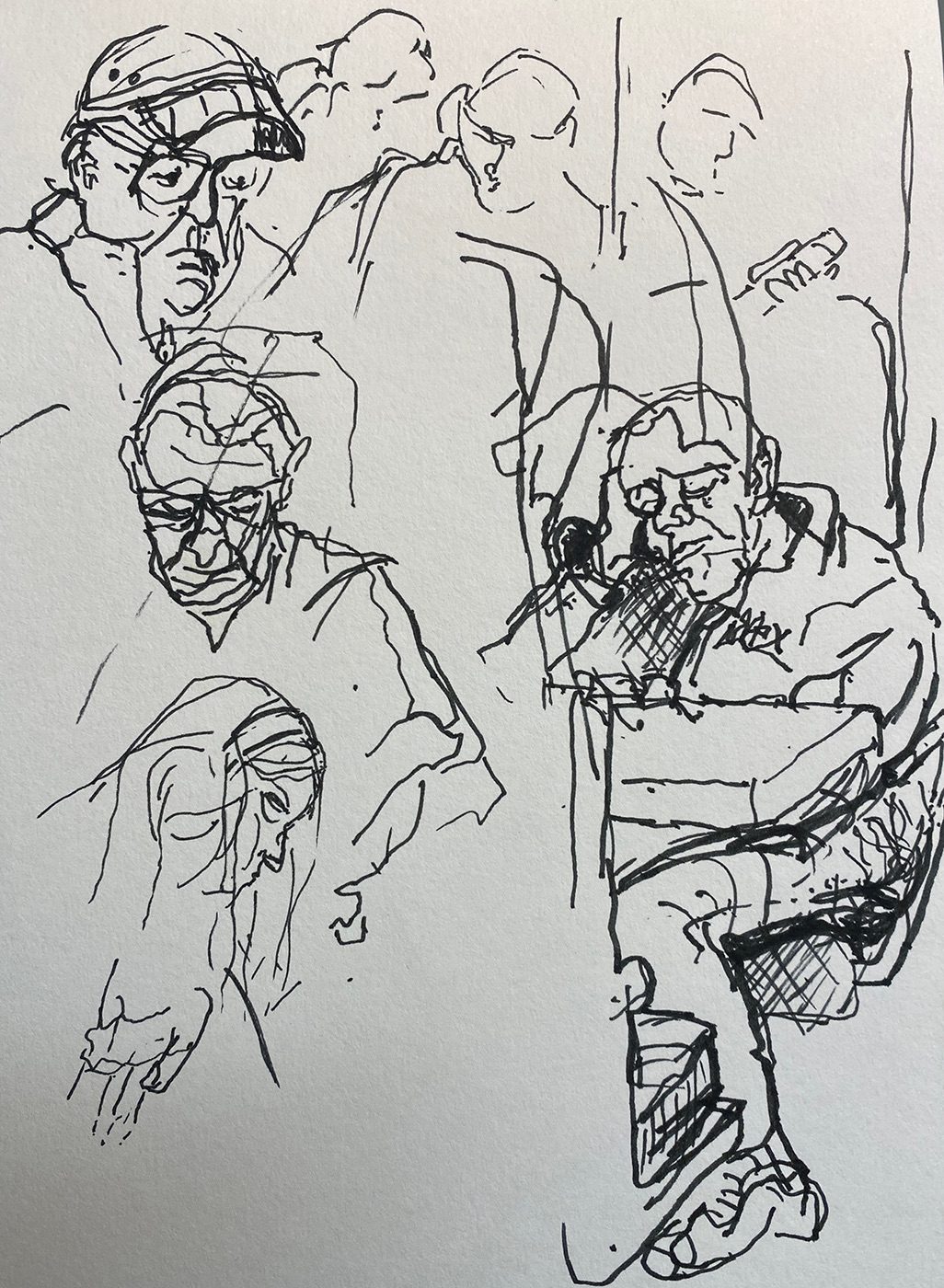 pen drawing on train