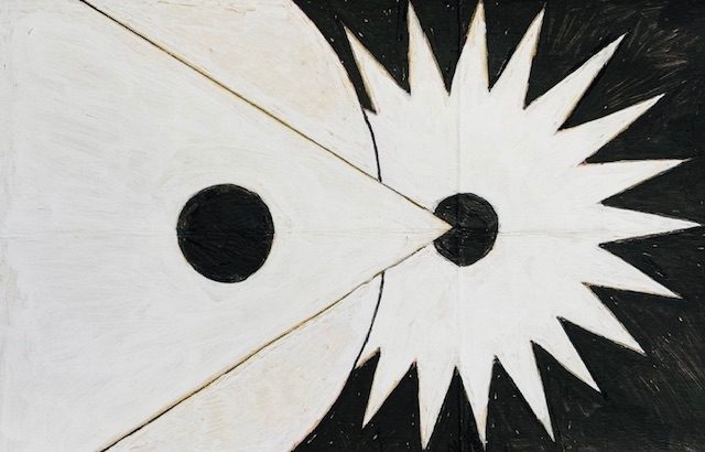 Acrylic pen drawing on unfolded pie carton