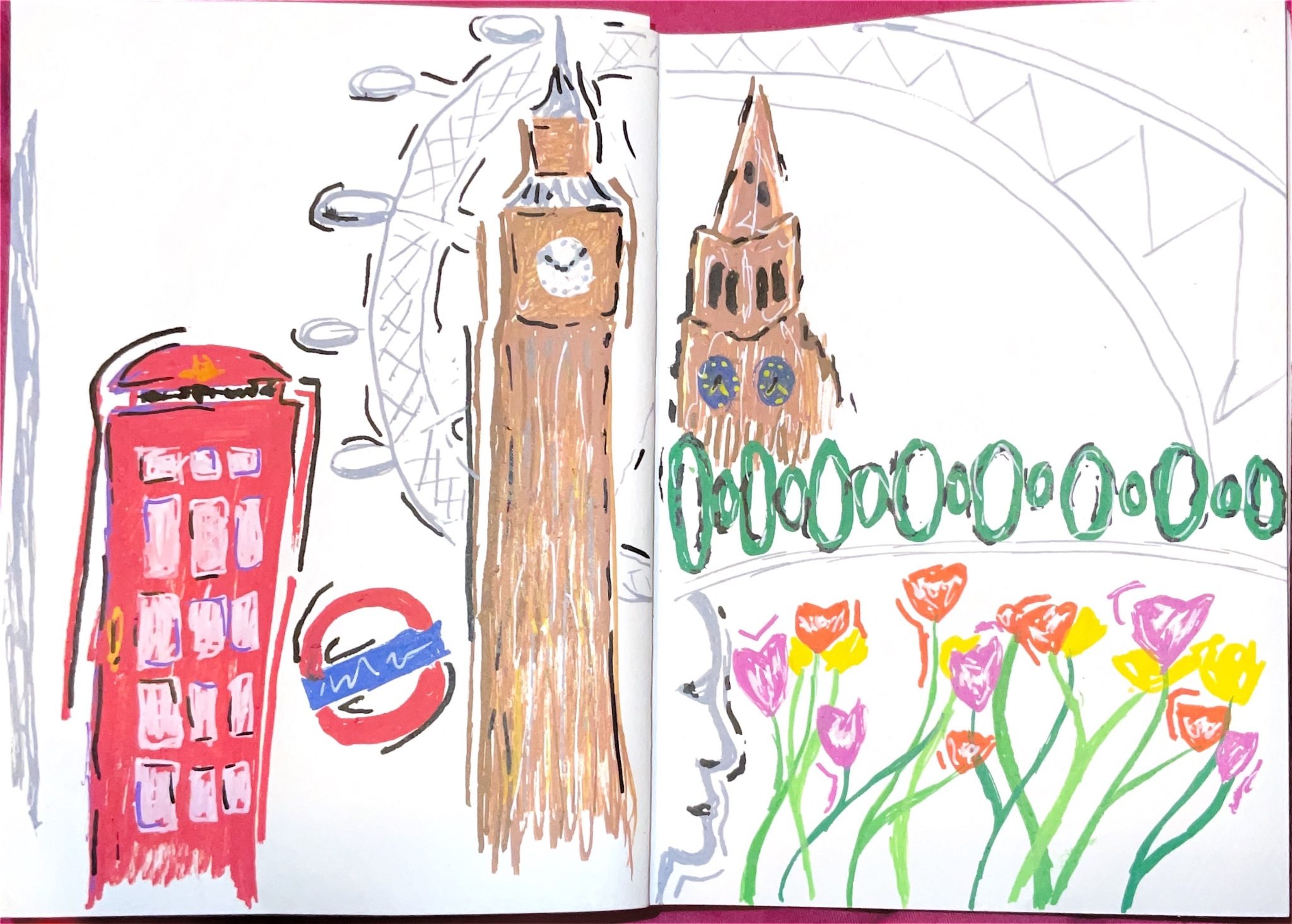 Acrylic pens London land,arks and Bedford landmarks