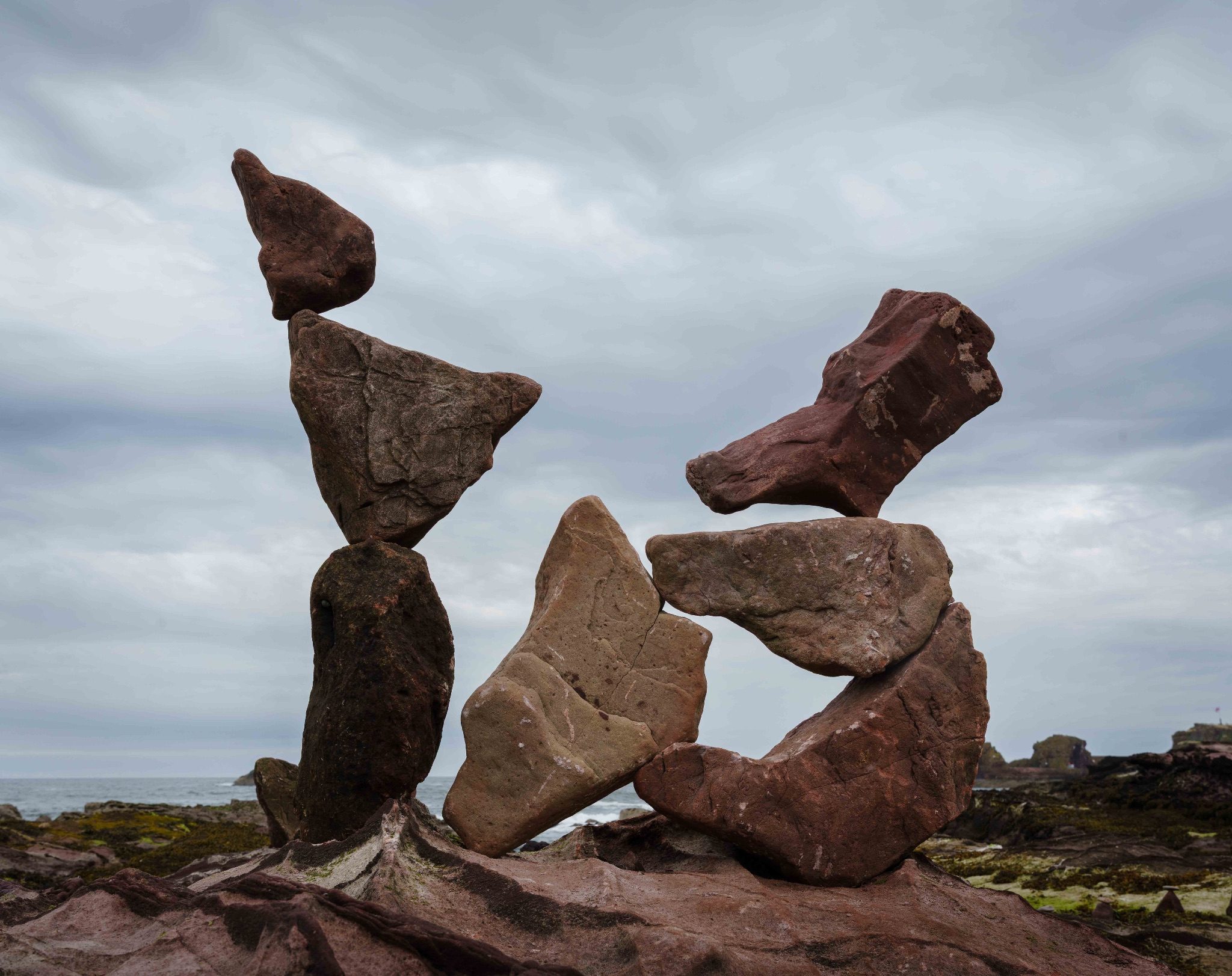 Balanced rocks on a sea shore
