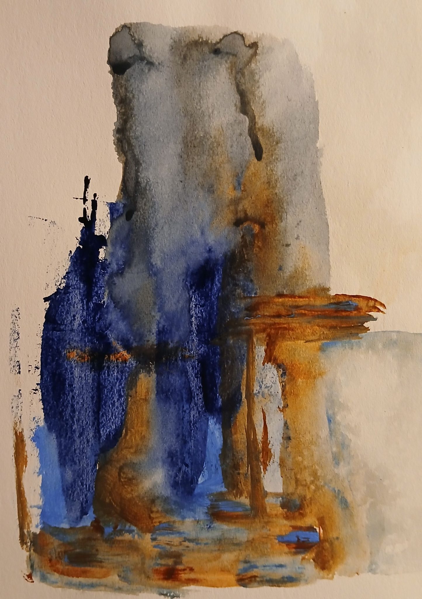 Mysterious blue figure in the doorway