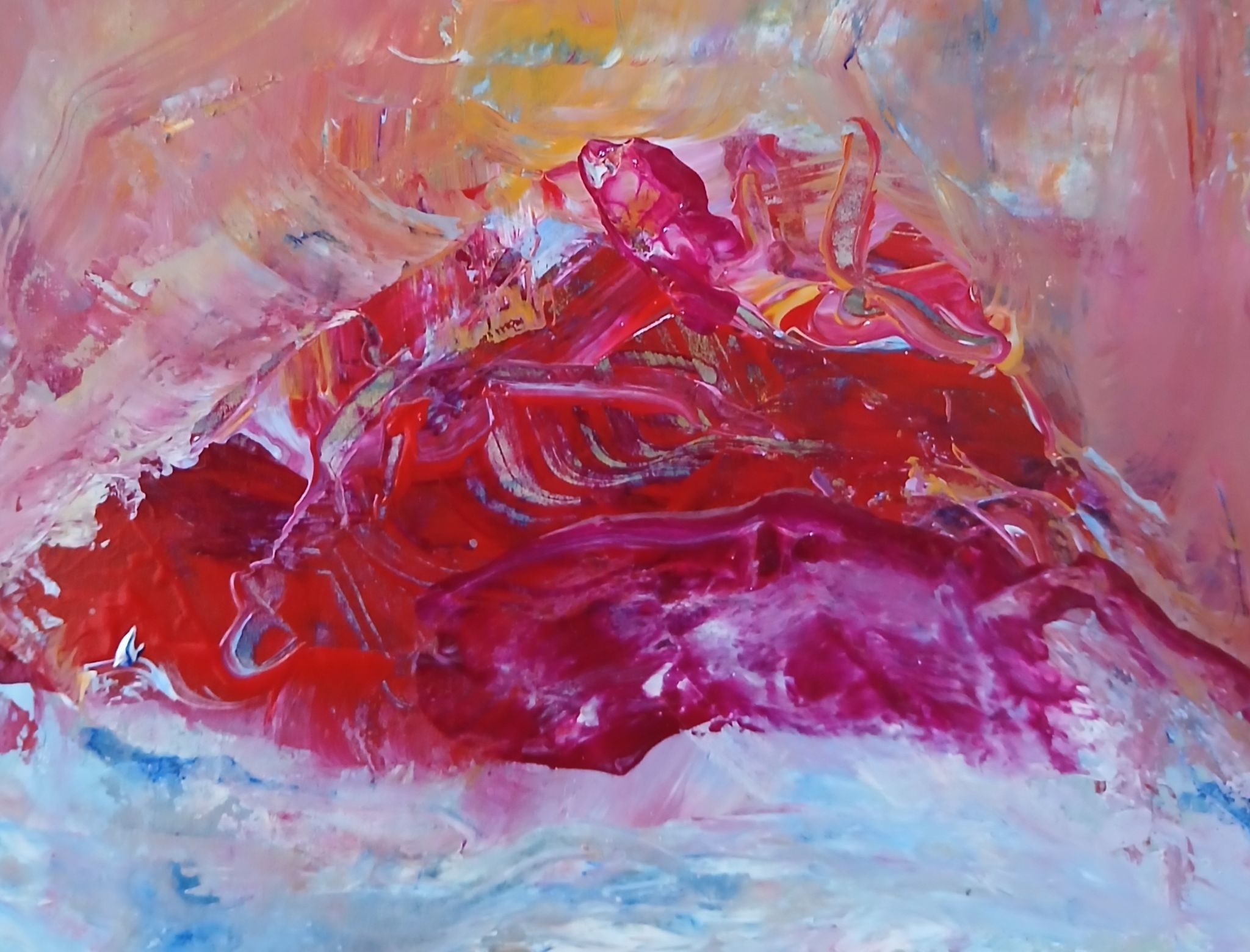 Molten red island in an icy sea