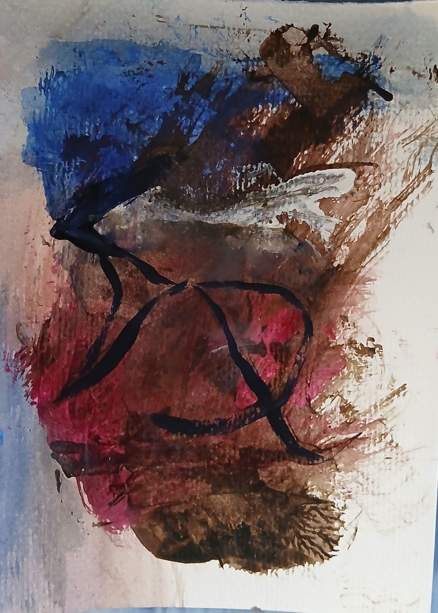 Blue, brown, white and rose amorphous shapes