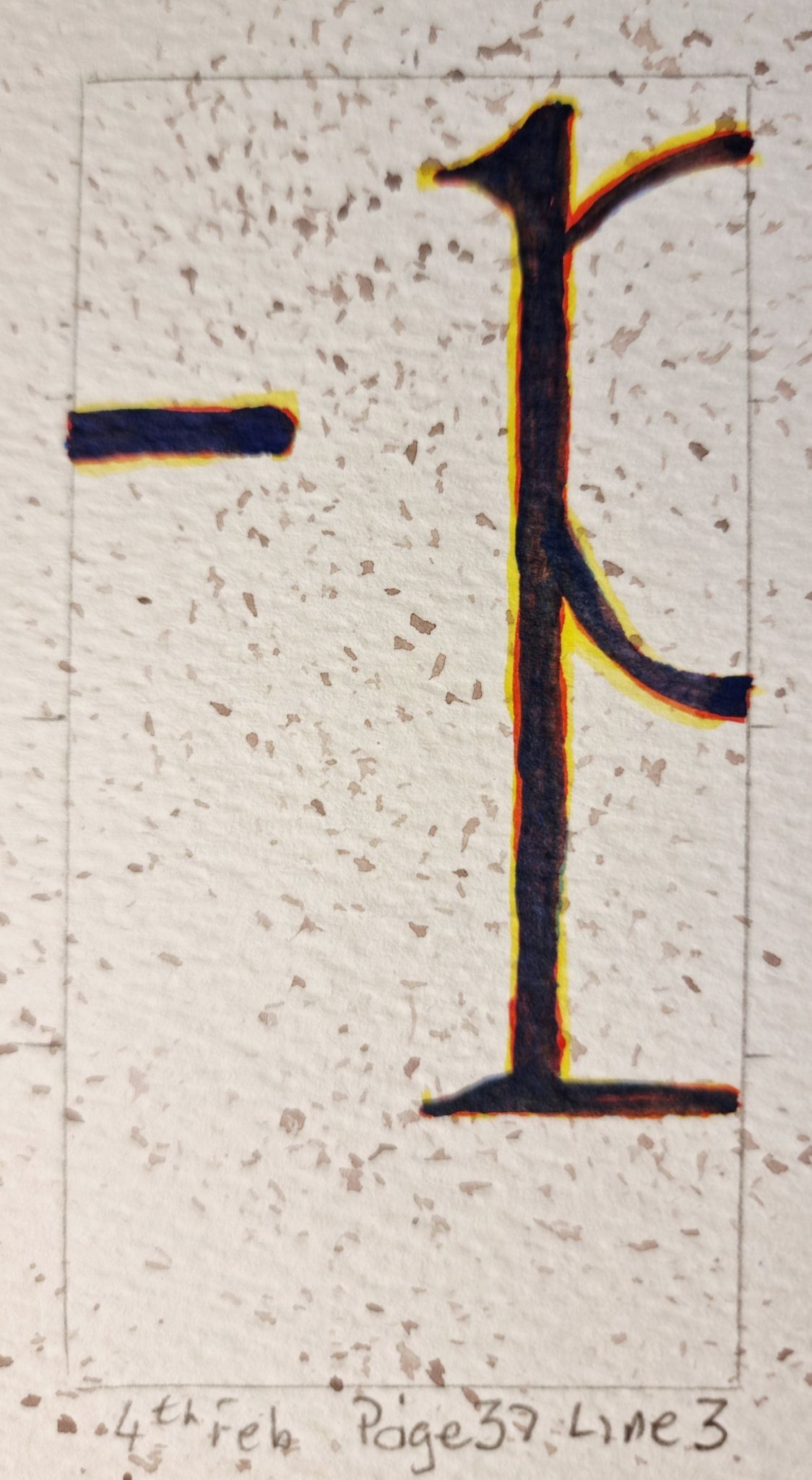 Watercolour on paper. A painting of the letters 