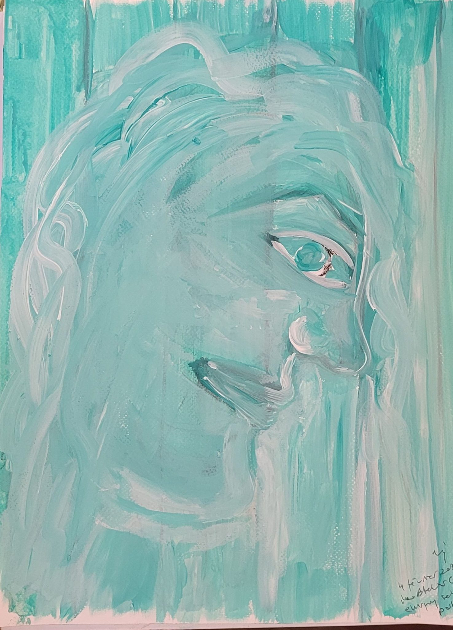 Acrylic painting in white and green