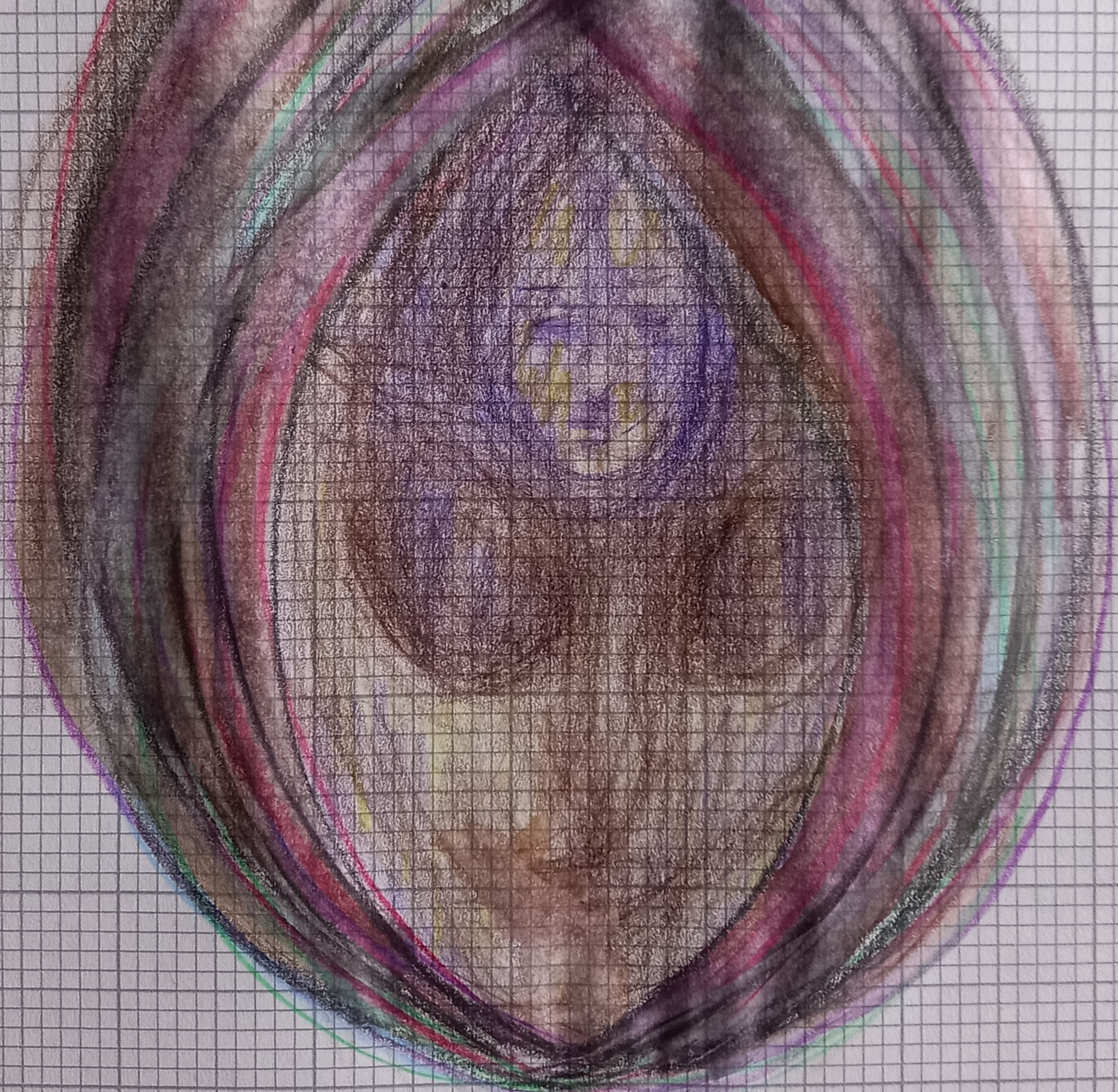 Watercolour drawing on graph paper two faces emerged.