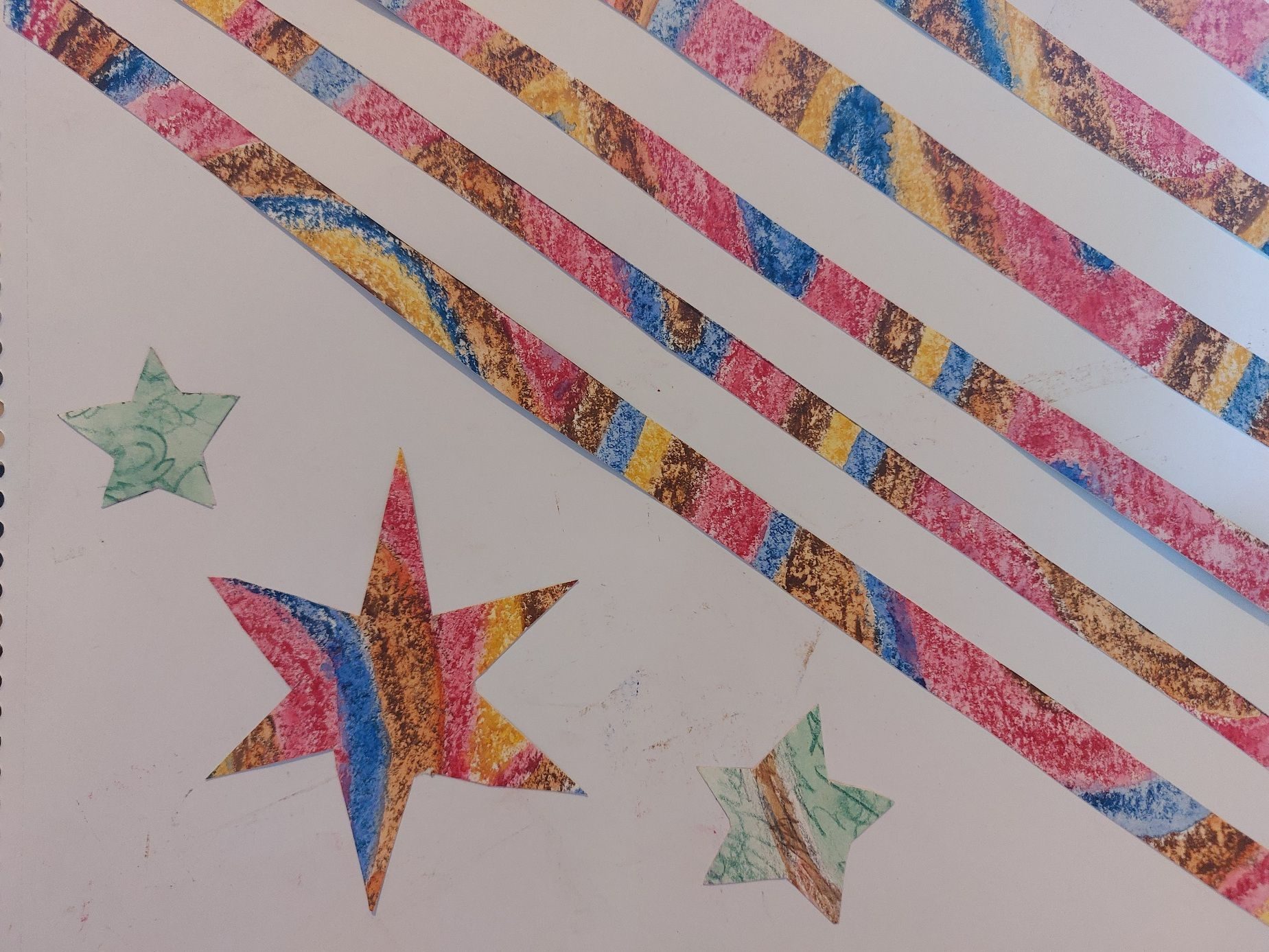 Strip's of previous artquest work stuck onto plain paper