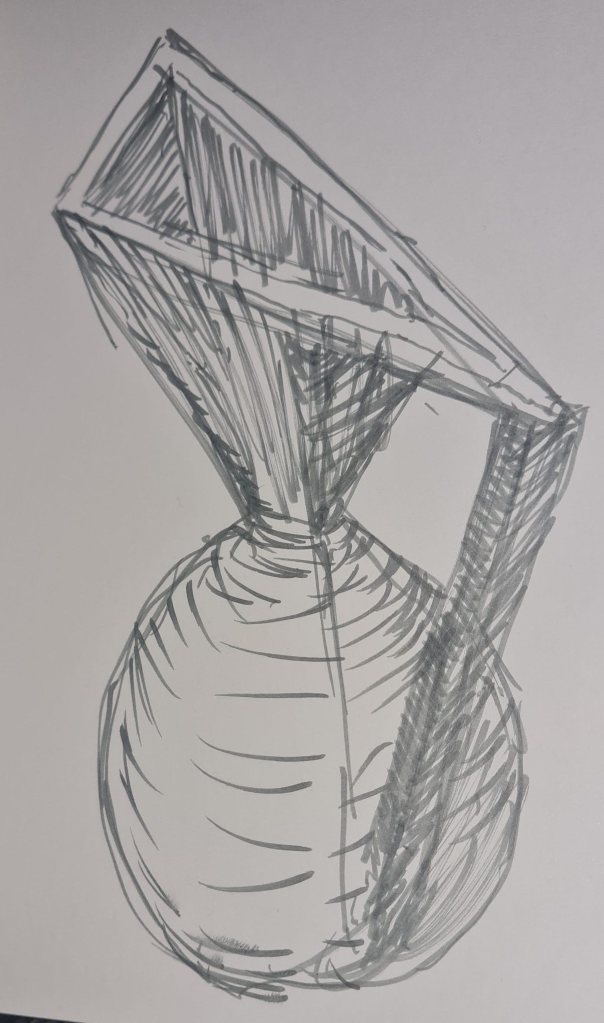 Pen drawing imagining for a ceramic jug
