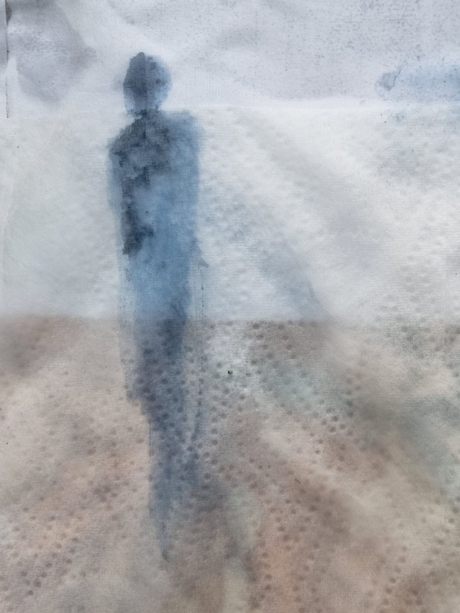 Watercolour on silk organza after soaking in water