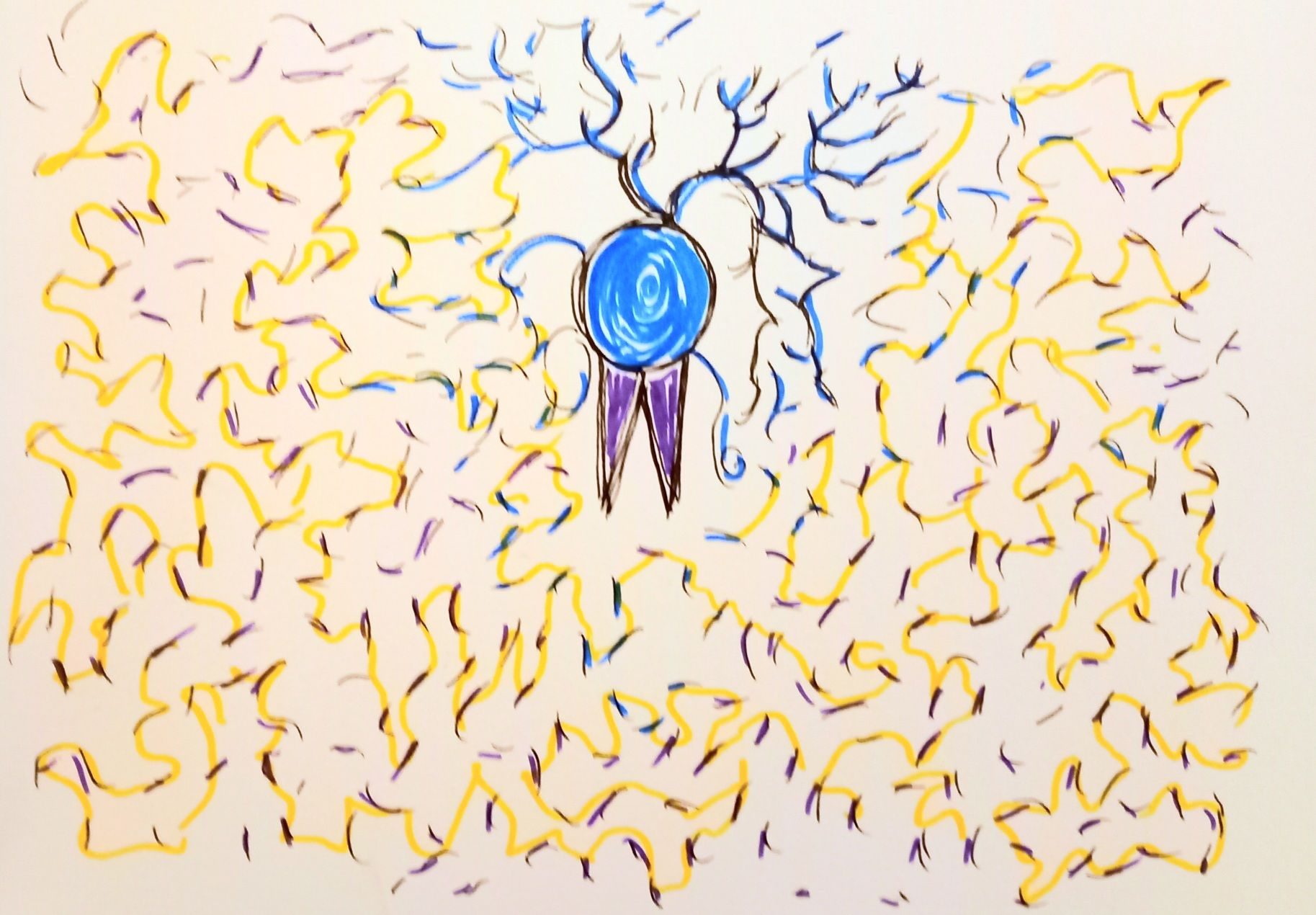 abstract drawing, coloured pen