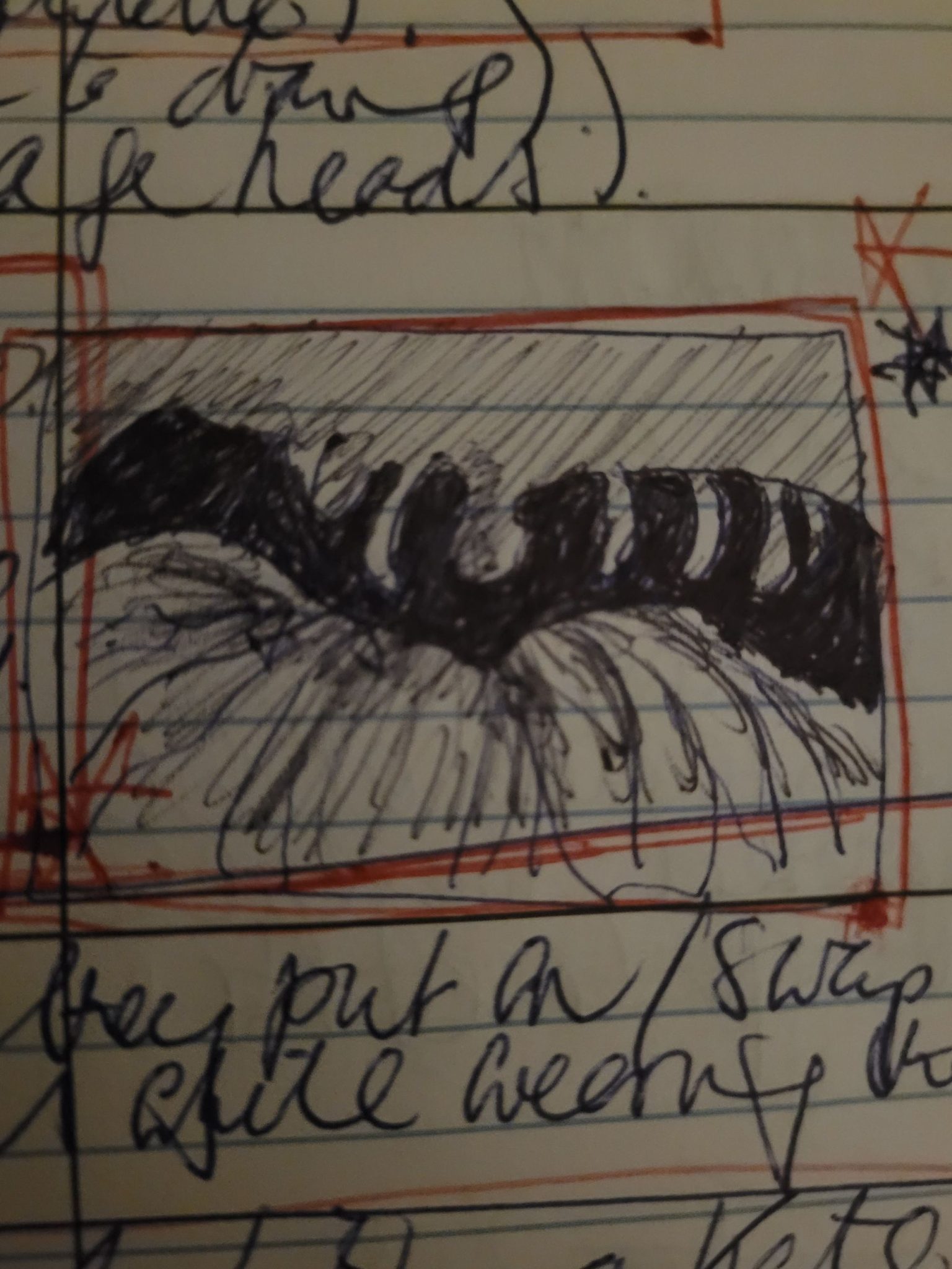 A biro doodle of a painting idea amongst 'to do' notes.