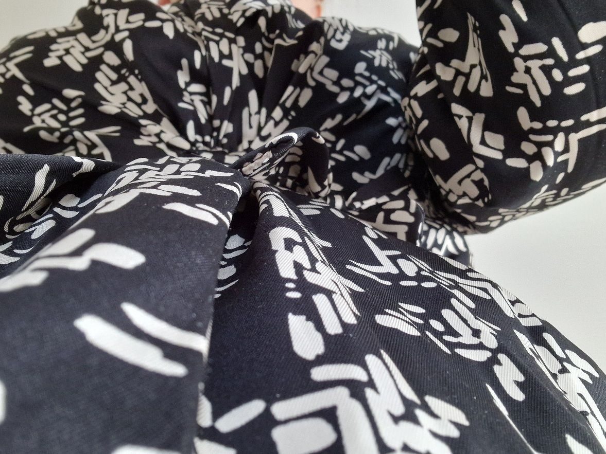 Japanese block pattern dress worn and photographed