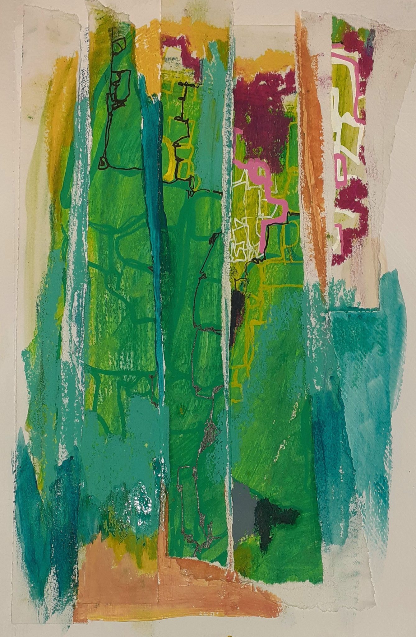 Abstract mixed media work out of torn abstract mixed media work