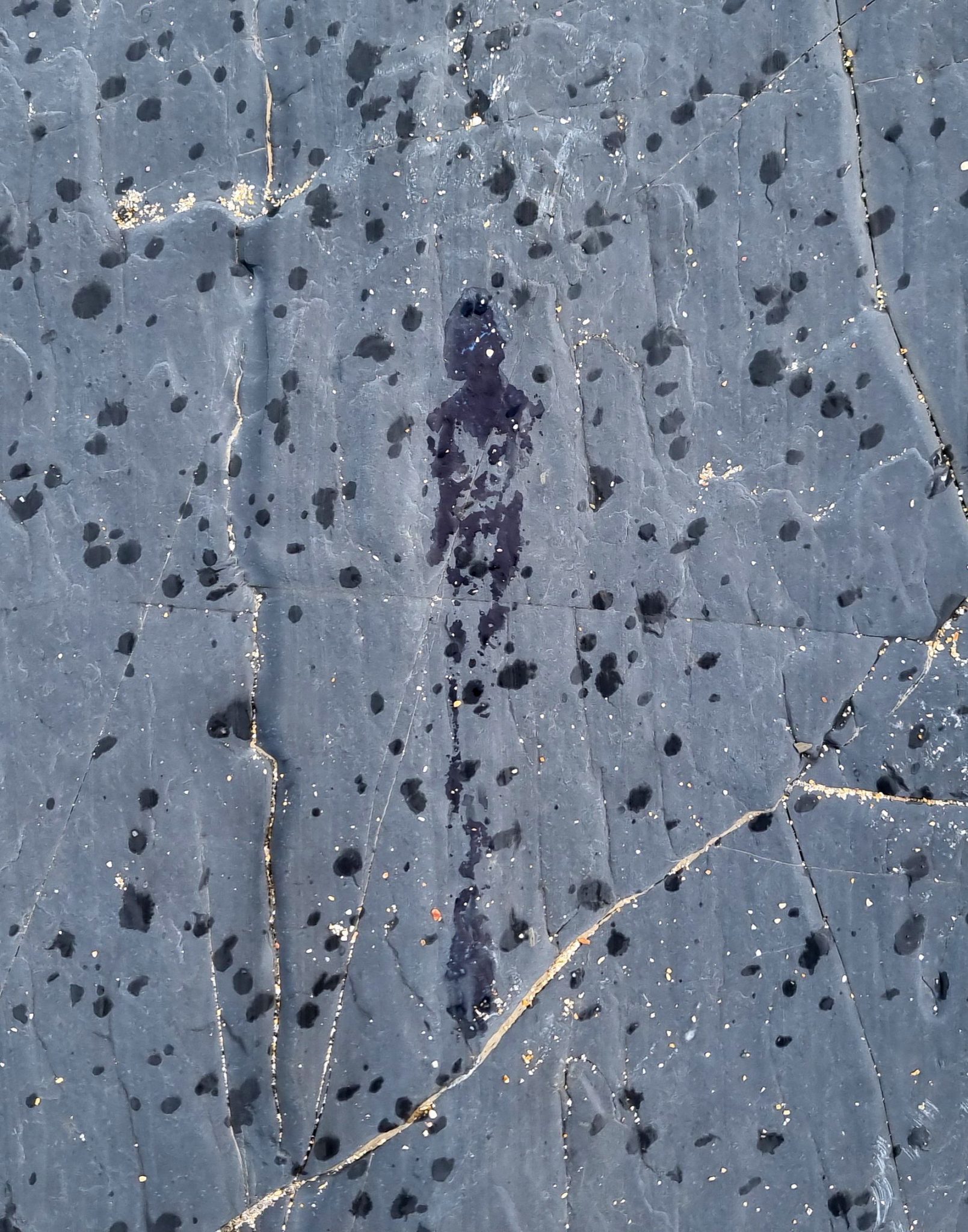 Watercolour on coastal slate, in the rain